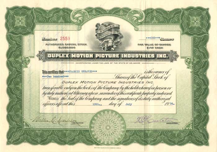 Duplex Motion Picture Industries Inc.